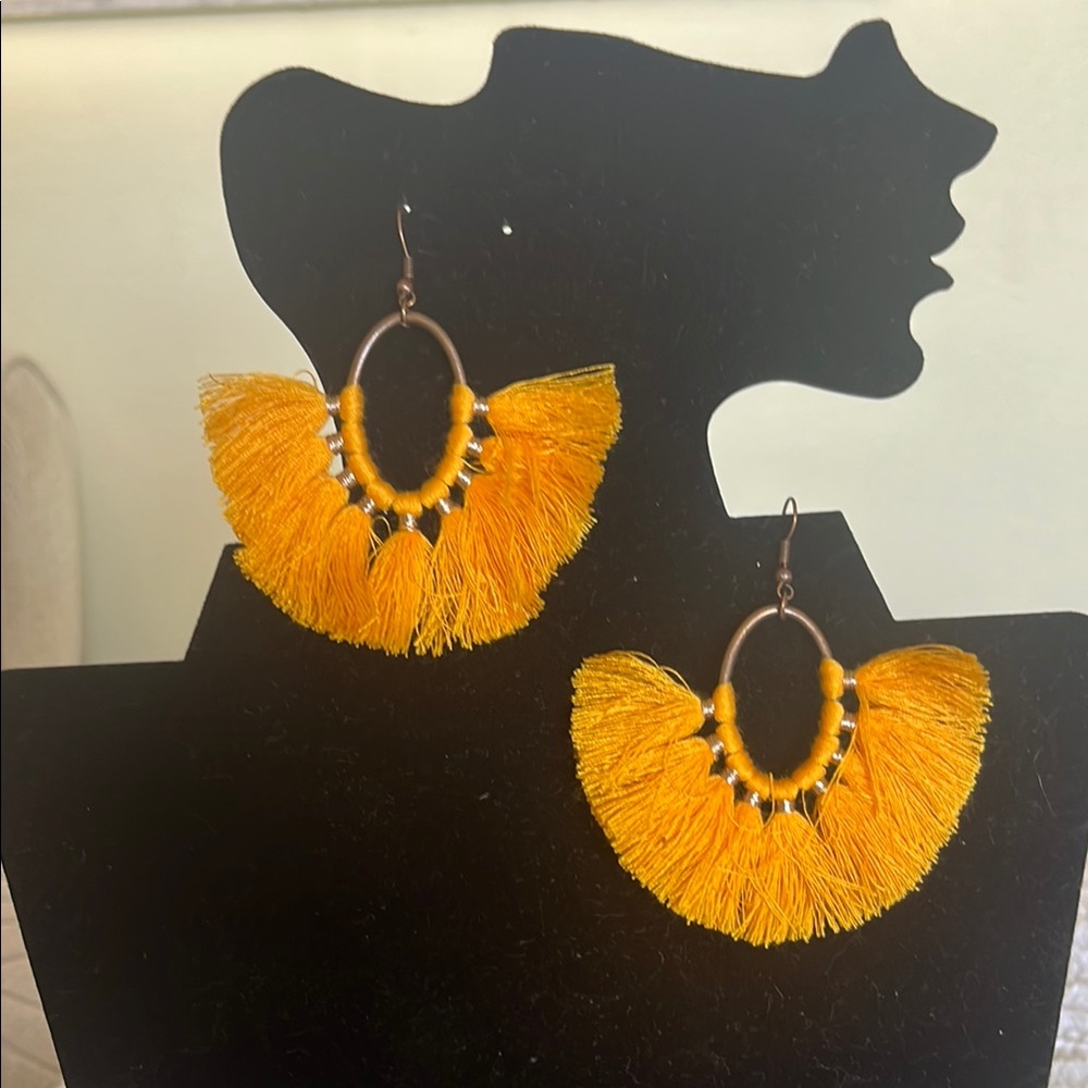 Vibrant Yellow Tassel Earrings